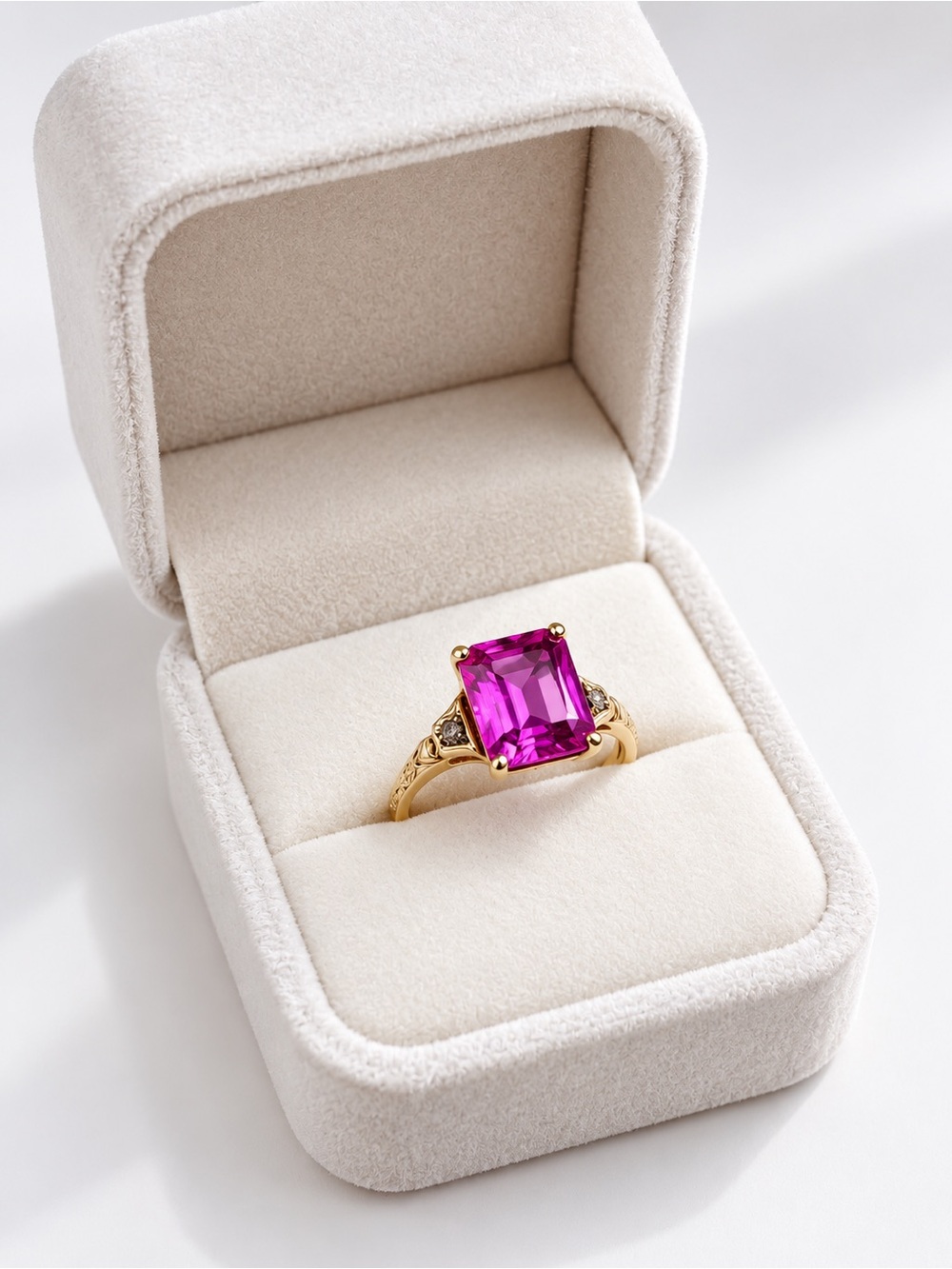 Vintage 10K Yellow Gold Pink Gemstone Cocktail Ring Size 6 2.42g